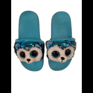 Blue Sequin Slush the dog Beanie Baby’s Boo's Collection Slides Shoe Size 1-3